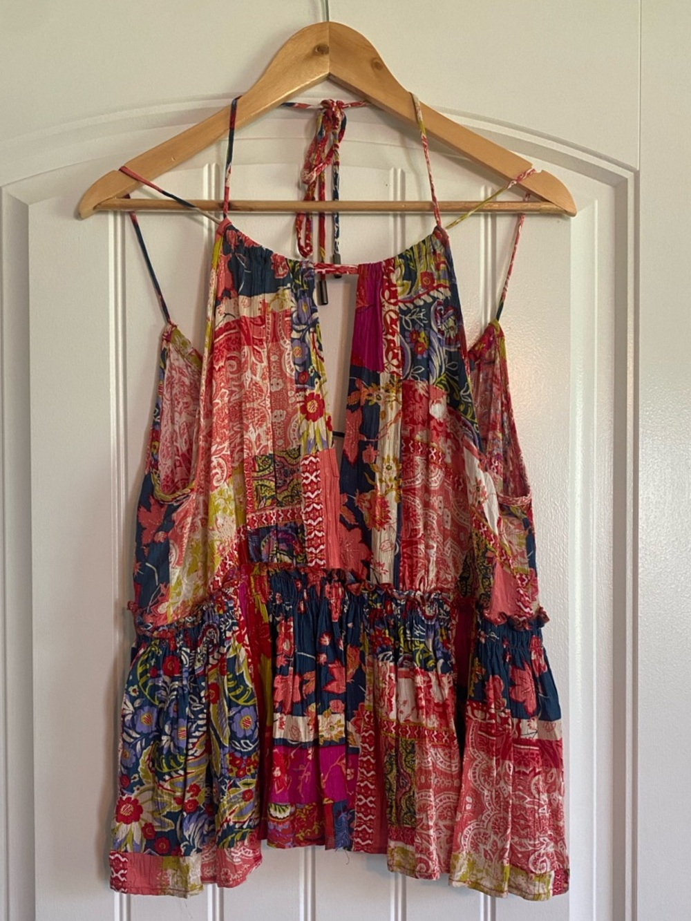 Rachel Zoe Multicolor Floral Patchwork Spaghetti Strap Tank